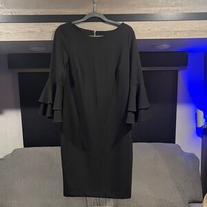 Calvin Klein Black Long Sleeve Dress with Ruffles